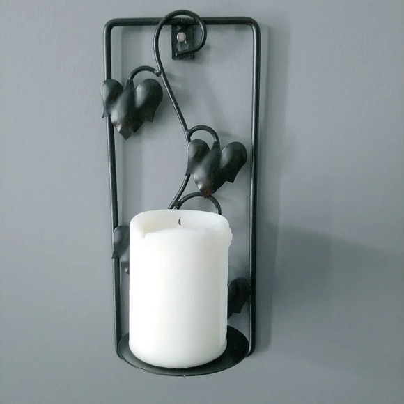 Set of 2 Ivy Leaf Metal Candle Holder Wall Mounted - Picture 3 of 7